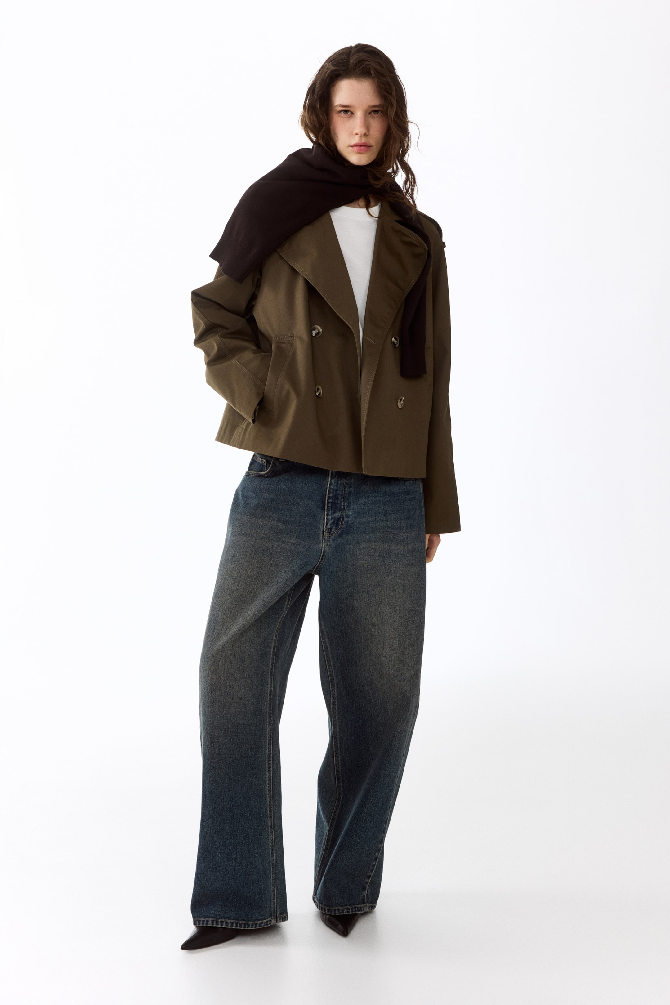 Short Trench Coat - Dark Khaki Green