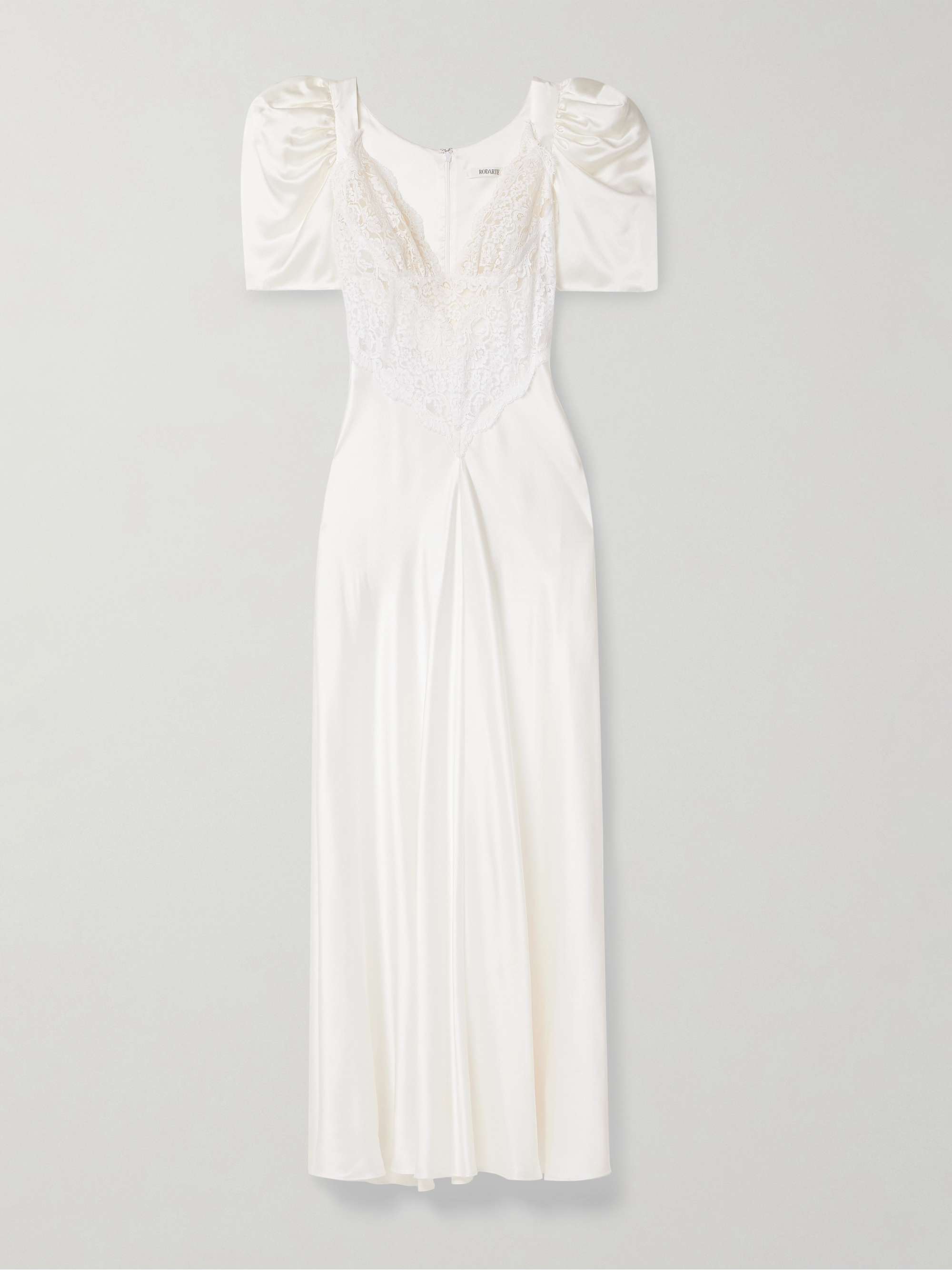 Lace-Trimmed Silk-Satin Gown