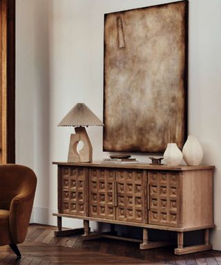 crate and barrel collaboration with designer Athena of EyeSwoon media console cabinet