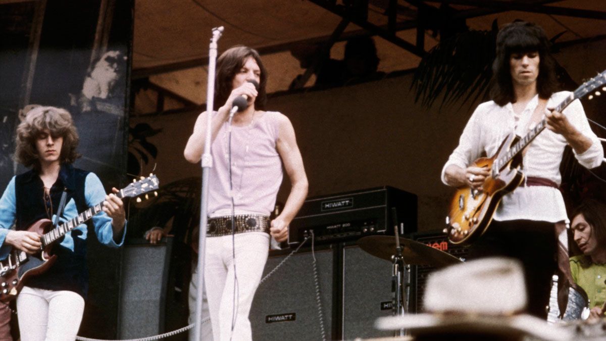 The Rolling Stones&#039; Mick Taylor, Mick Jagger, Keith Richards and Charlie Watts perform in London&#039;s Hyde Park in 1969