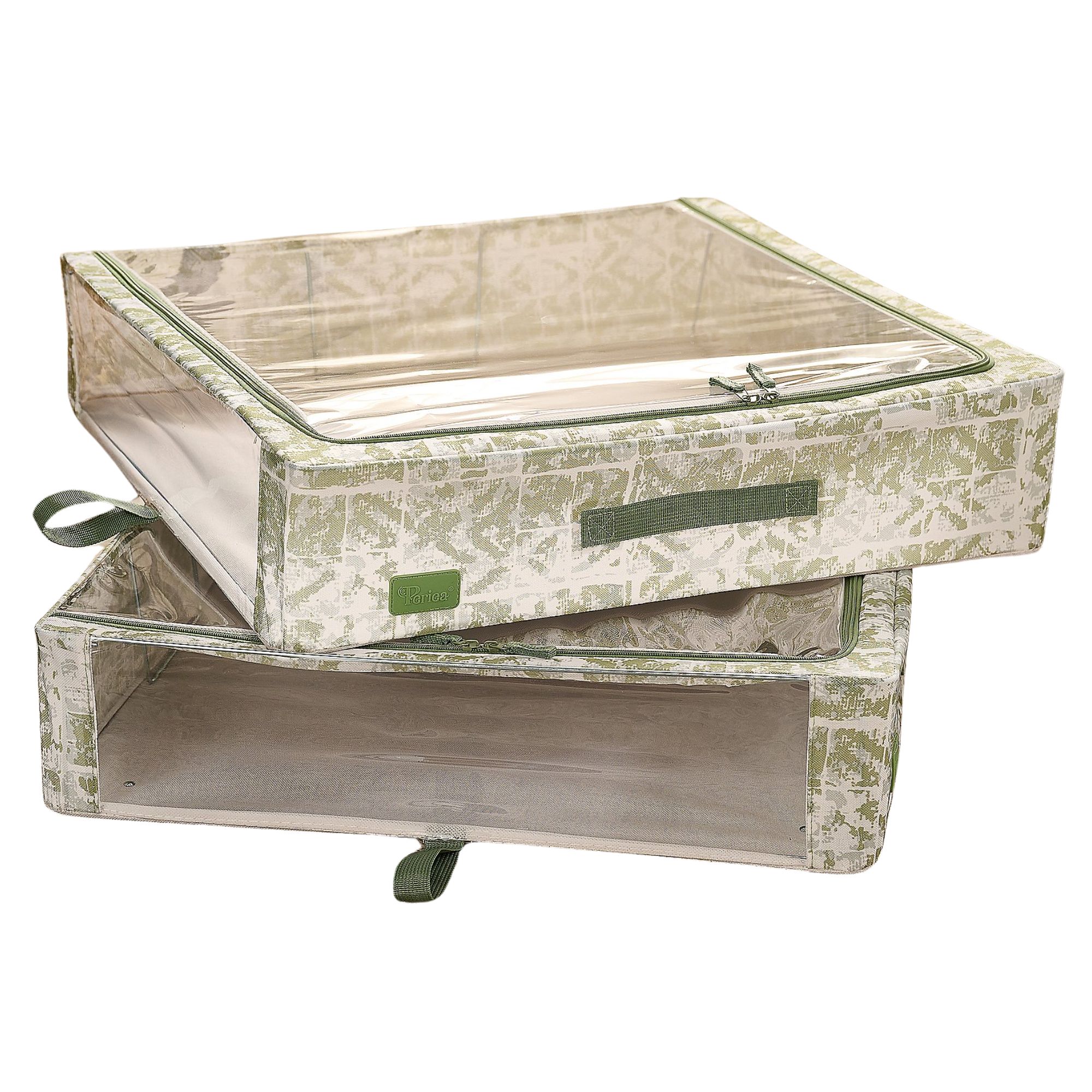 White and green storage bins