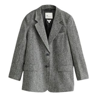 Black/White Premium Herringbone Wool Rich Blazer