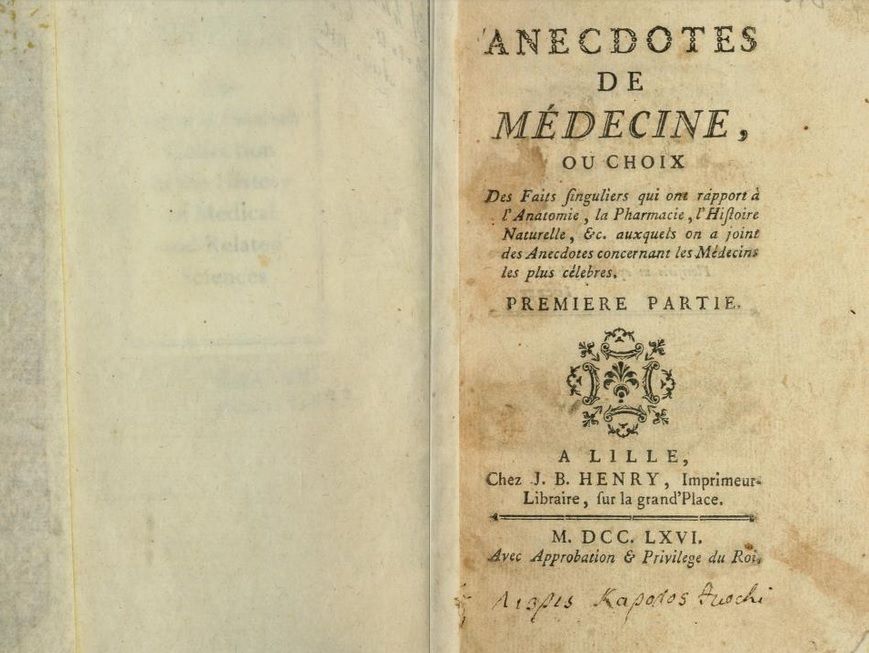 Cover of the book &quot;Anecdotes de Médecine.&quot;