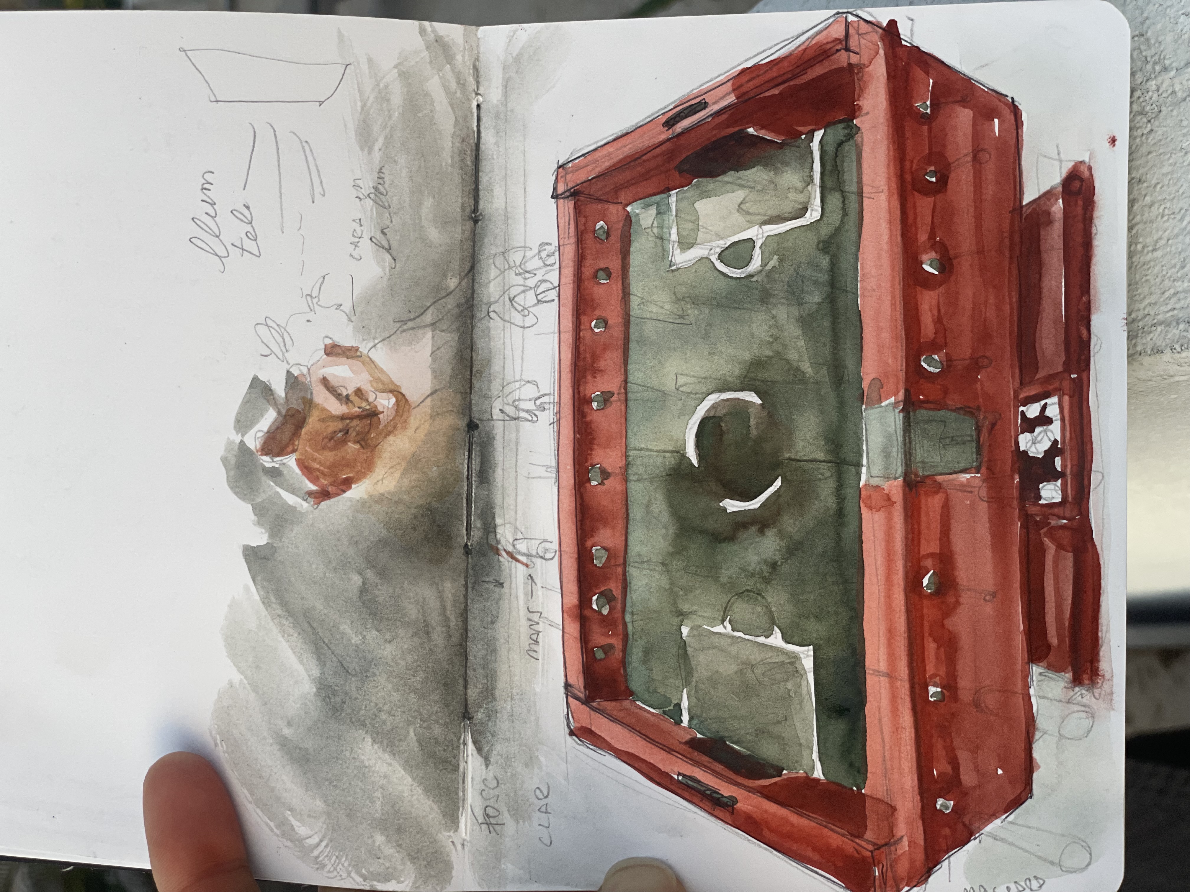 A painting of a table football game, and in game