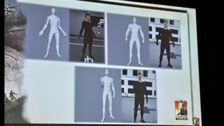An image of Neil Newbon in various mocap poses displayed at GDC 2024.