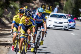 Bruno Pires (Tinkoff-Saxo) pushes the pace stage 3 of the USA Pro Challenge from Gunnison to Monarch Mountain