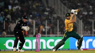 Aiden Markram of South Africa bats during the ICC Men's T20 World Cup India & Sri Lanka 2026 match between New Zealand and South Africa.