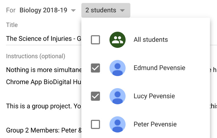 group assignment in google classroom