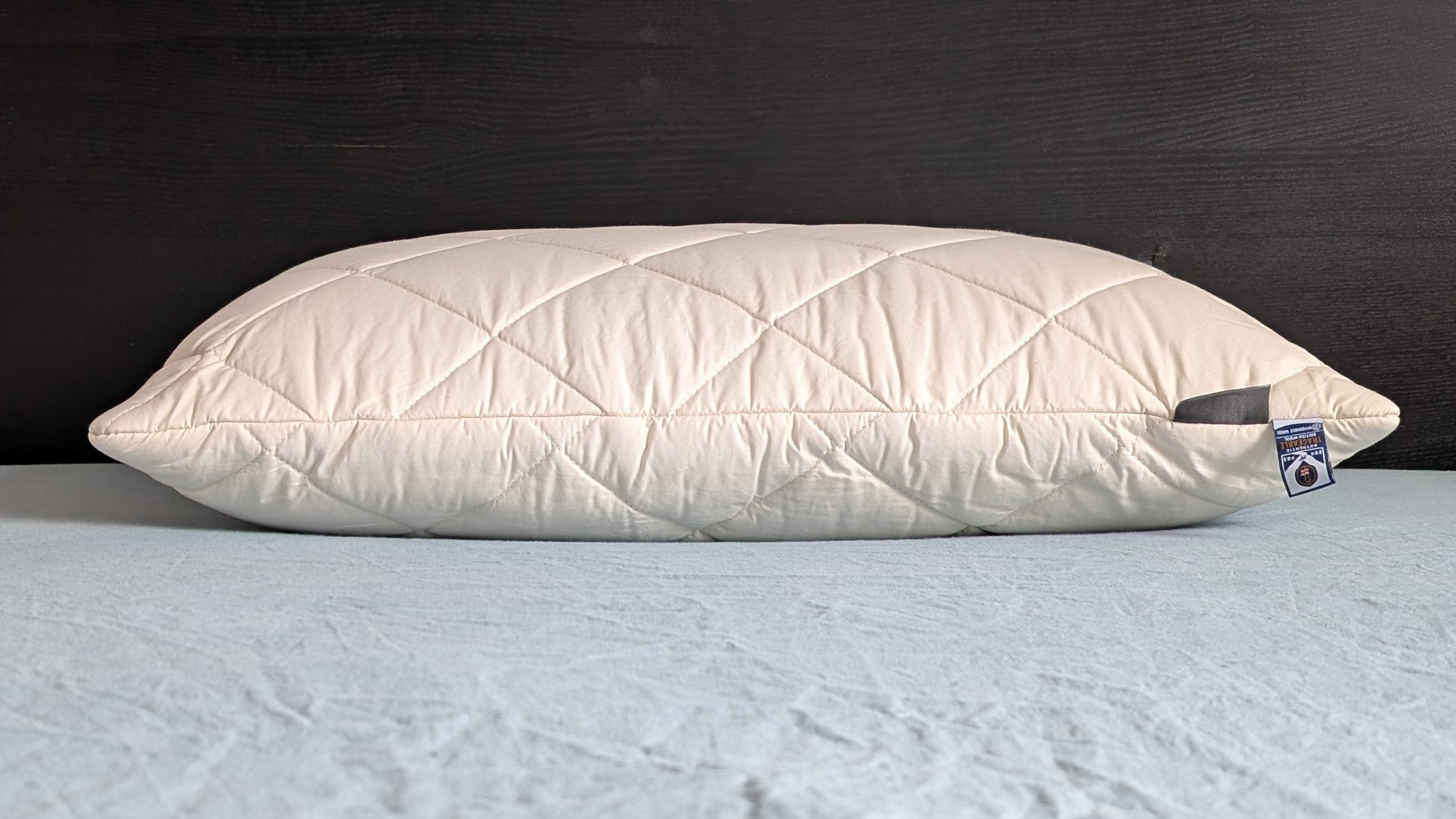 The Woolroom Natural Latex Washable Wool Pillow being tested at home