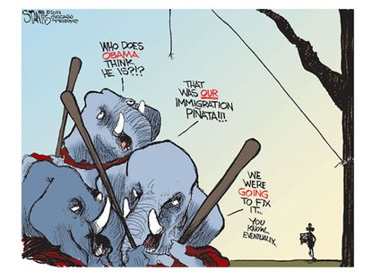 Political cartoon GOP Obama executive order immigration