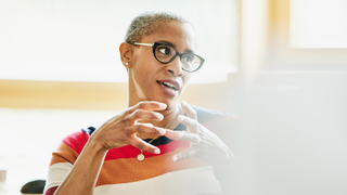 Woman talking with hand gestures