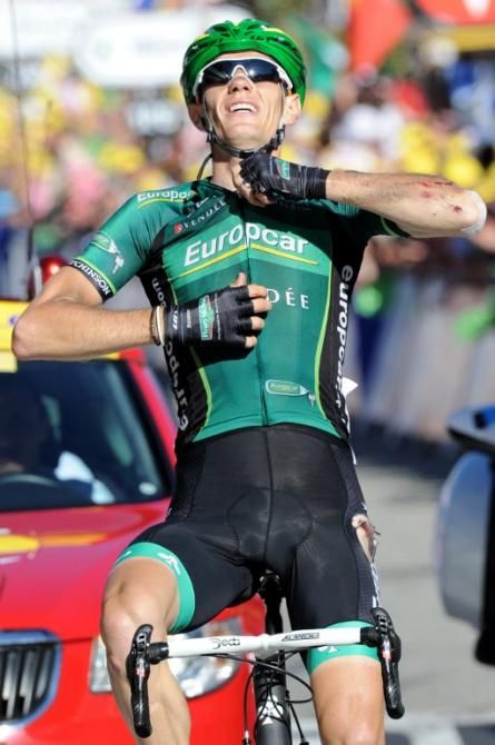 Time to zip up Pierre! Despite crashing earlier in the day, Pierre Rolland rode away to a solo victory in the Tour's 11th stage