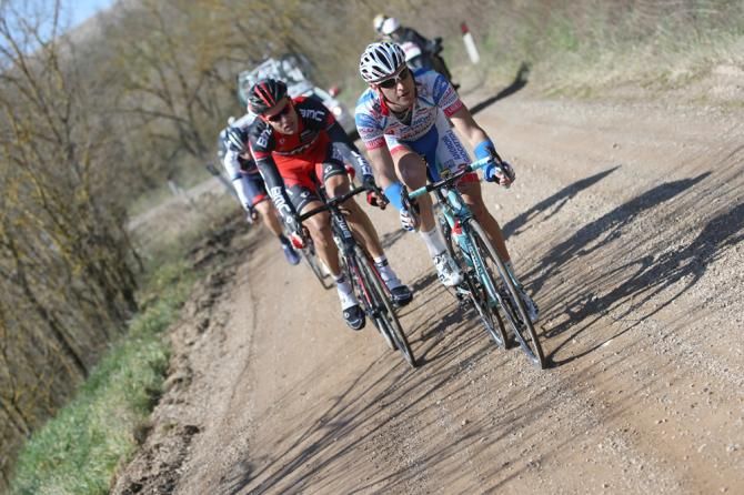 Giairo Ermeti (Androni Giocattoli) leads the break