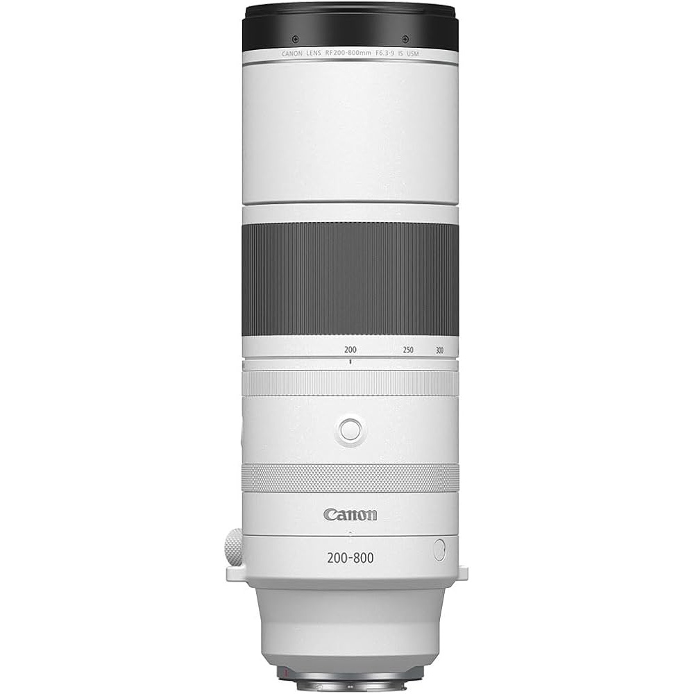 Canon RF 200-800mm F6.3-9 IS USM on a white background