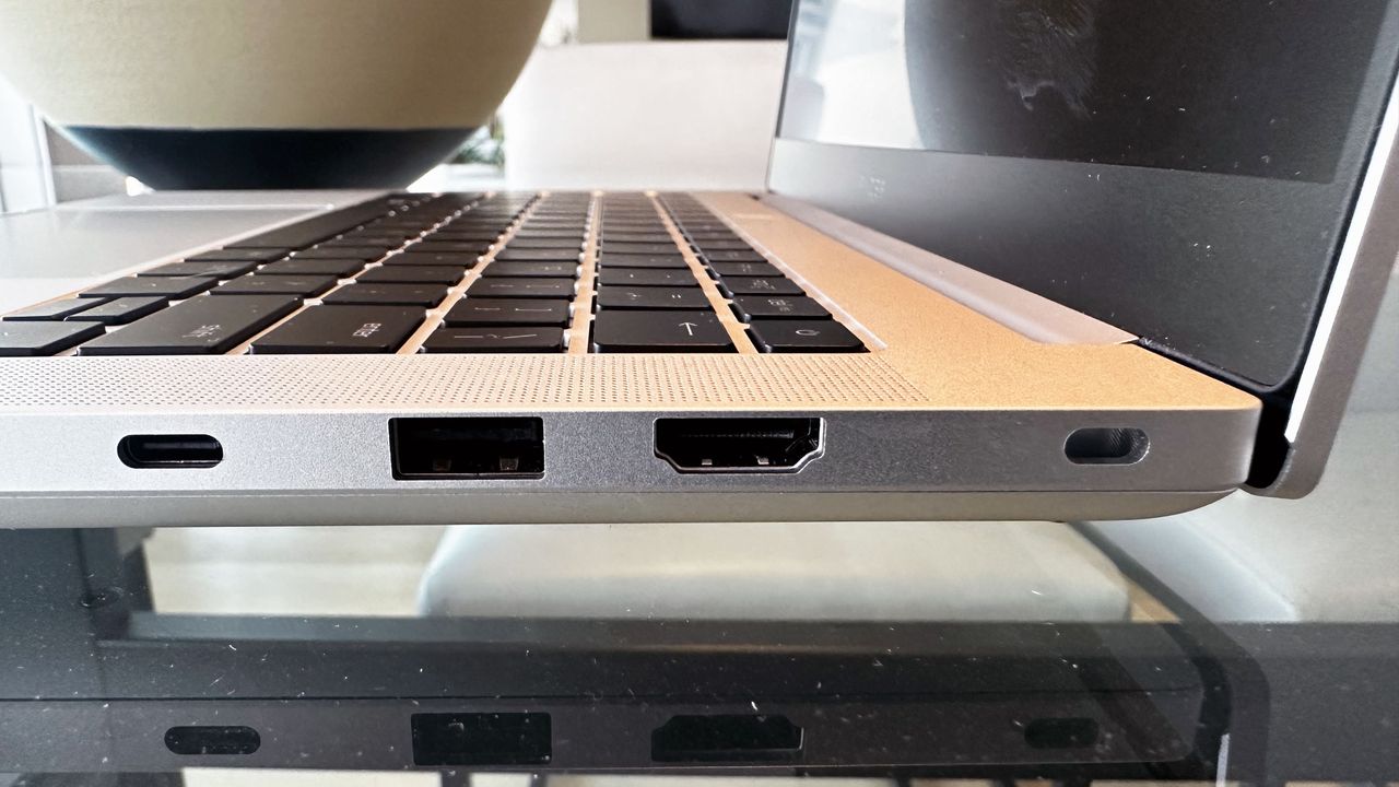 Side view of the Razer Blade 14 (early 2024) showing the ports on the right side.
