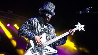 Bassist Bootsy Collins performs at PNC Music Pavilion on July 22, 2016 in Charlotte, North Carolina