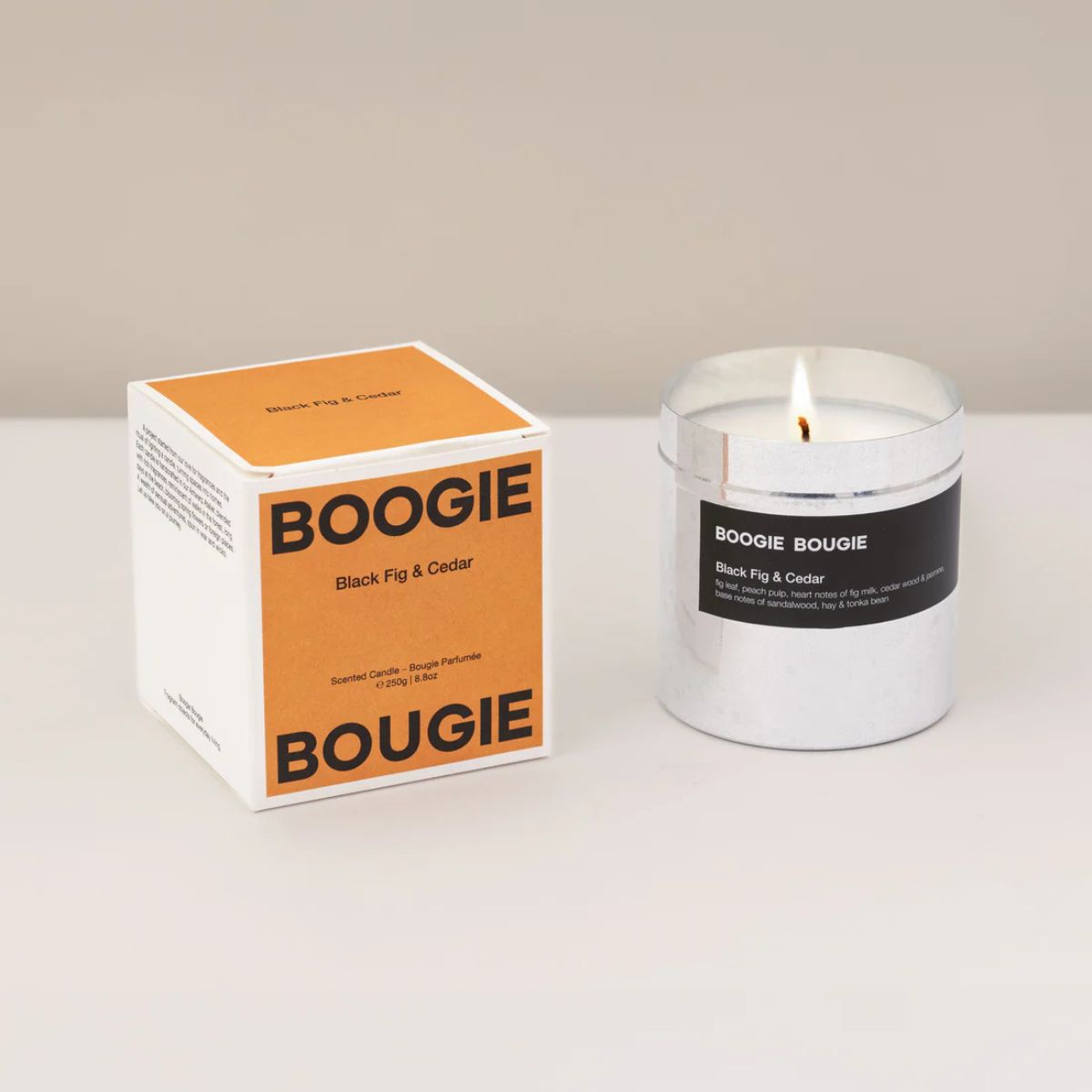 Boogie Bougie, Boogie Bougie Black Fig and Cedar Candle 250g