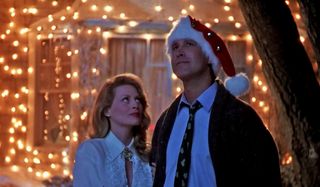 National Lampoon's Christmas Vacation the Griswolds outside on a moonlit night