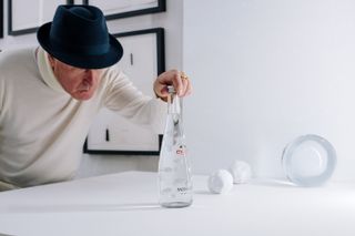 Not Vital Evian x Moncler bottle with its designer Swiss artist Not Vital