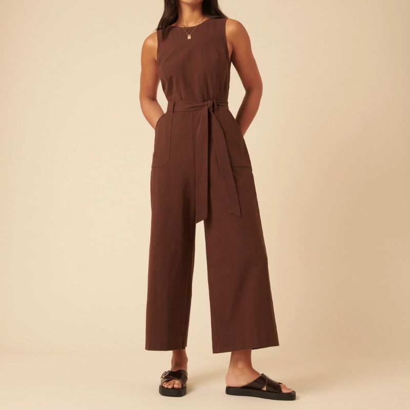 Image of tie waist jumpsuit