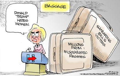 Political cartoon U.S. Donald Trump Hillary Clinton women hate