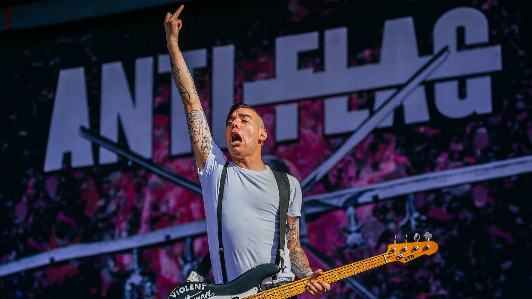 Chris#2 of Anti-Flag performs during the Southside festival on June 24, 2016 in Neuhausen, Germany