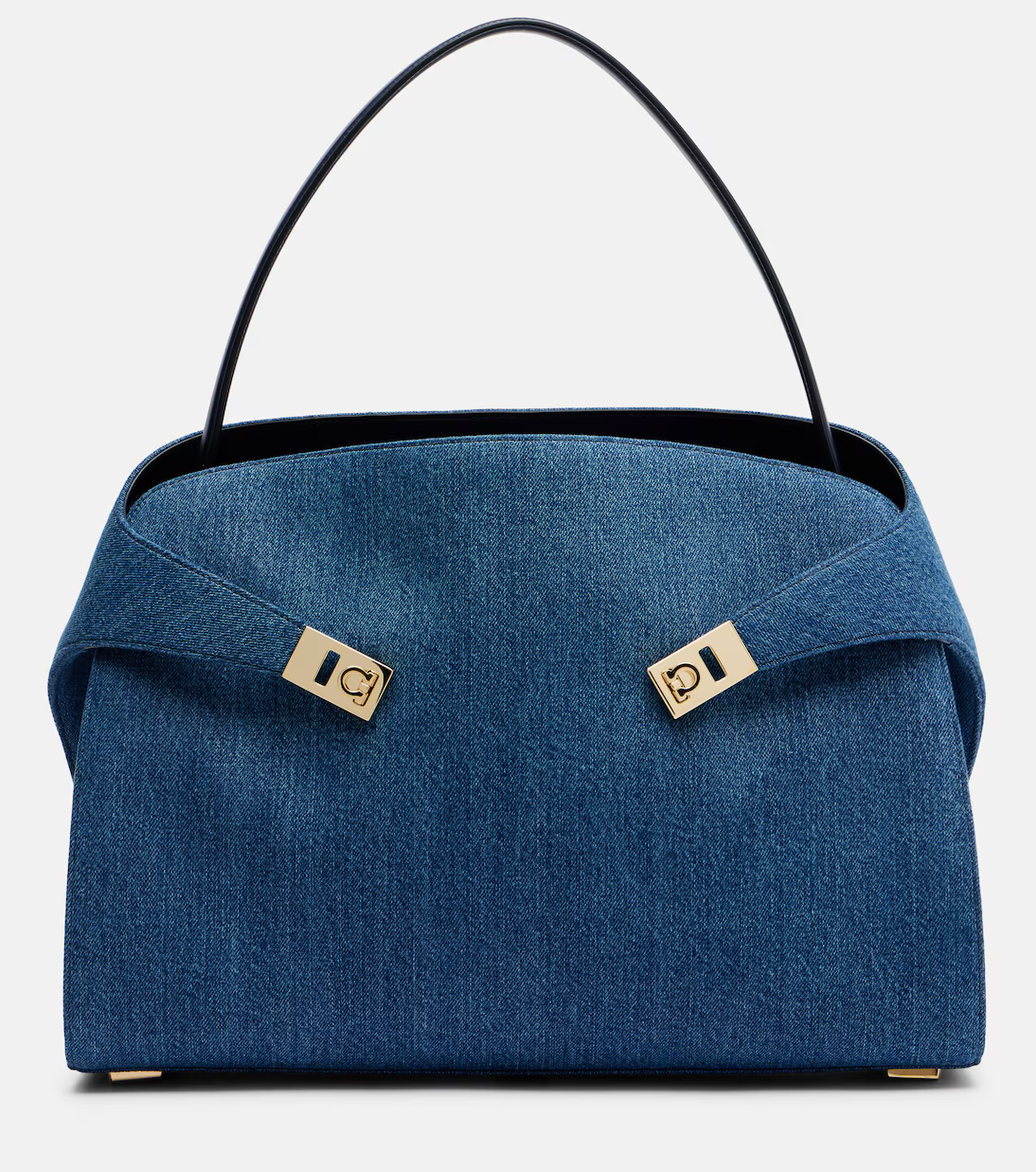 A denim Ferragamo handbag
