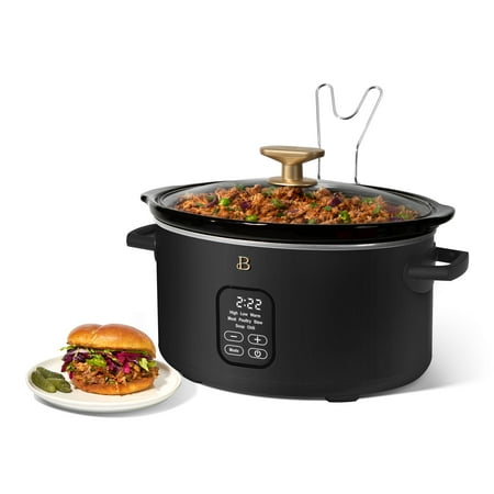 Beautiful 6 Qt Programmable Slow Cooker, Black Sesame by Drew Barrymore