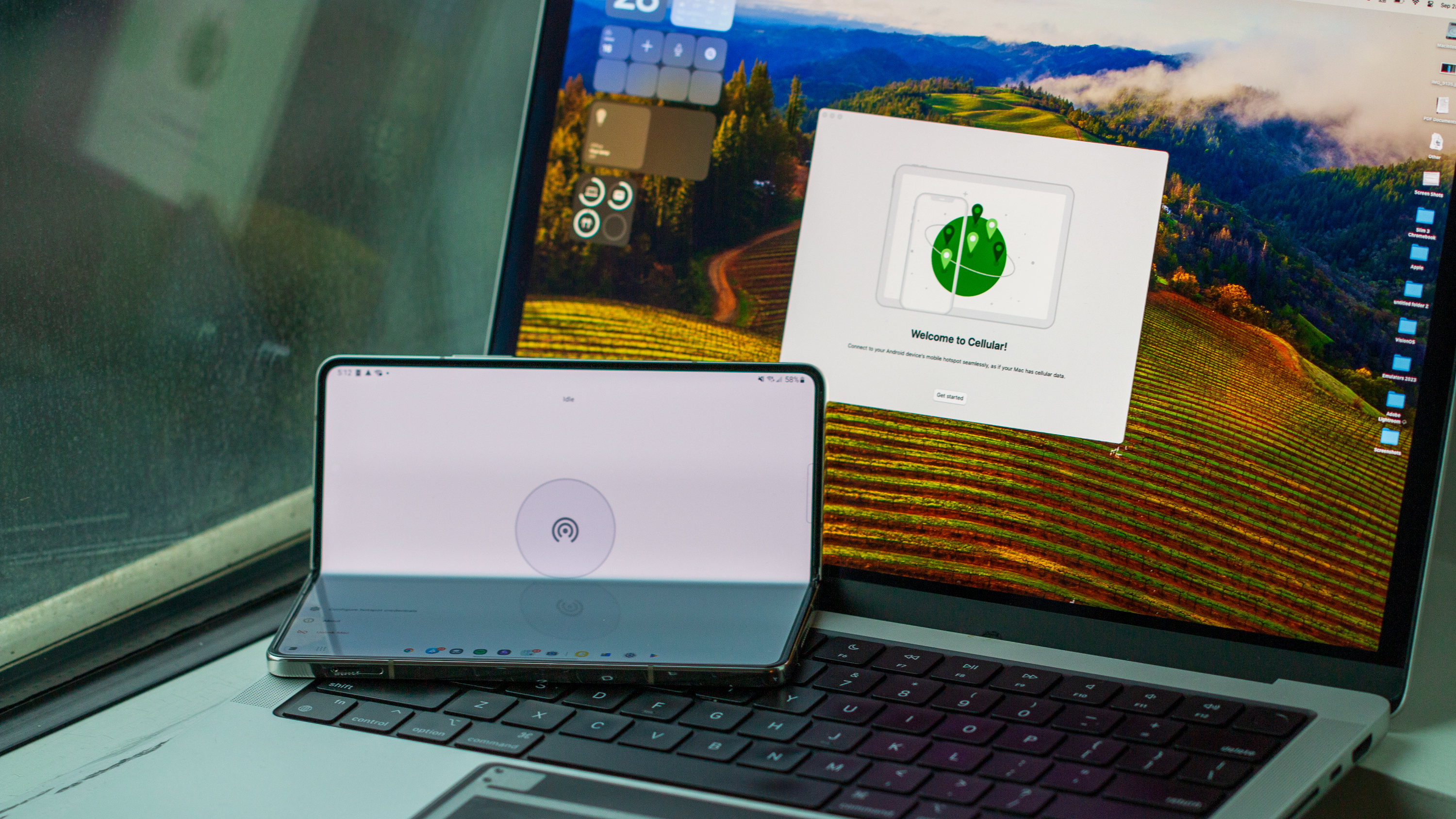 Cellular app on MacBook Pro and Samsung Galaxy Z Fold 5