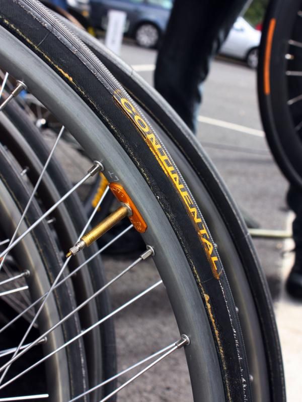 Surprise, surprise: HTC-Columbia's cobble wheels were built with Ambrosio Nemesis aluminum box-section tubular rims.