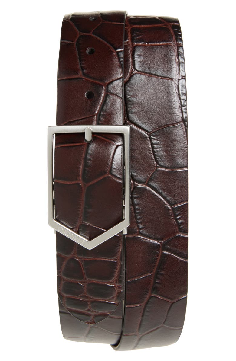 Croc Embossed Leather Belt