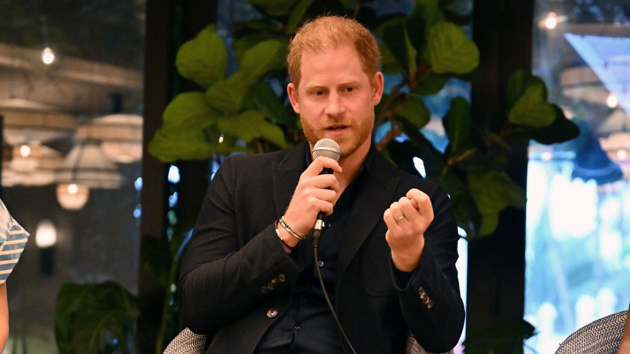 lix Lebec, Founder &amp; CEO of Lebec, Prince Harry, Duke of Sussex, Co-Founding Patron of Sentebale and Dr. Sophie Chandauka MBE, Chair of Sentebale, Founder and Chair of Nandi Life Sciences speak during the Sentebale ‘Potential is Waiting’ panel discussion, followed by a seated dinner at Zaytinya of the José Andrés Group at the Ritz Carlton Hotel on April 11, 2024 in Miami Beach, Florida.