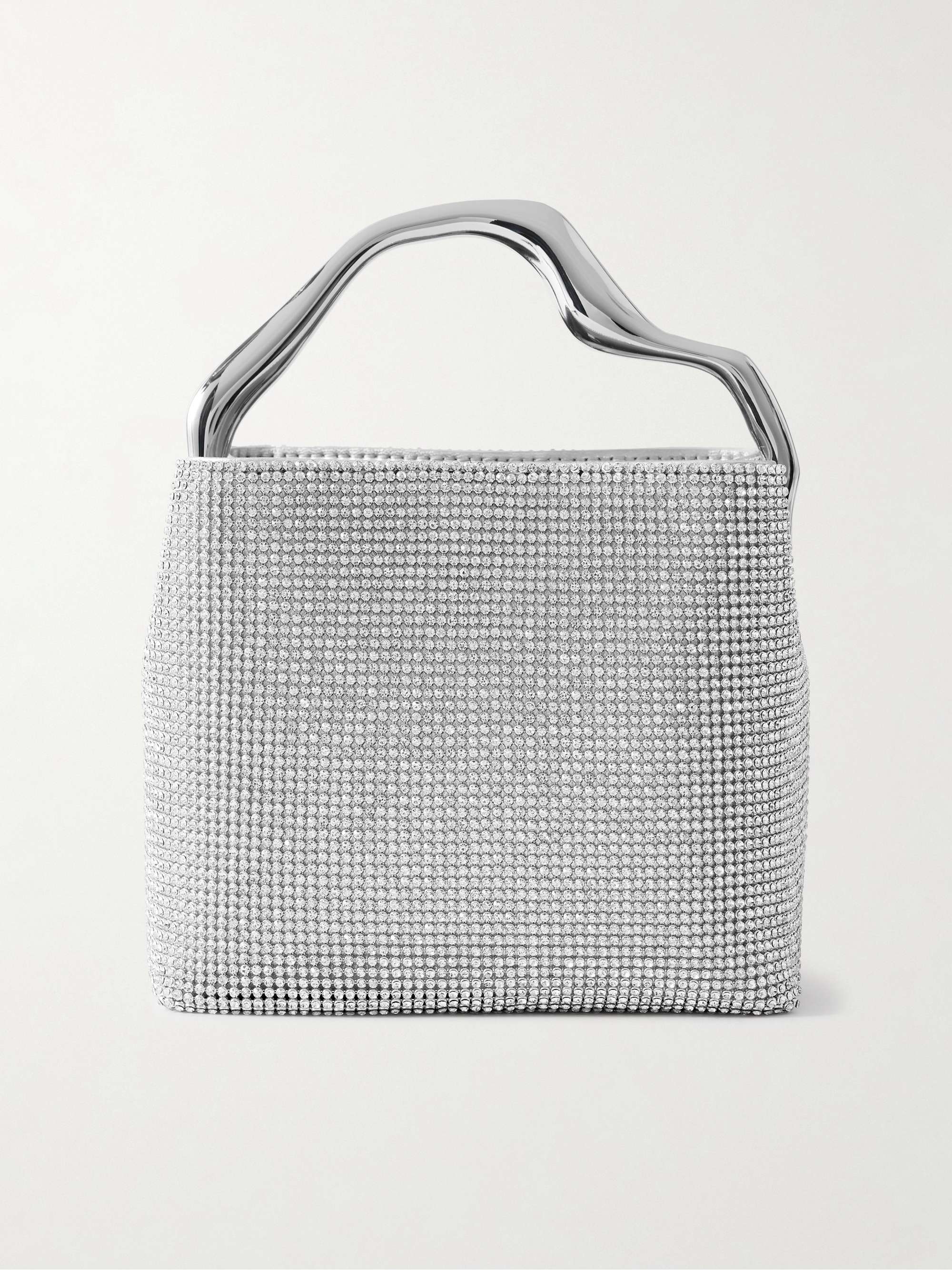 Solene Mini Crystal-Embellished Metallic Leather Tote