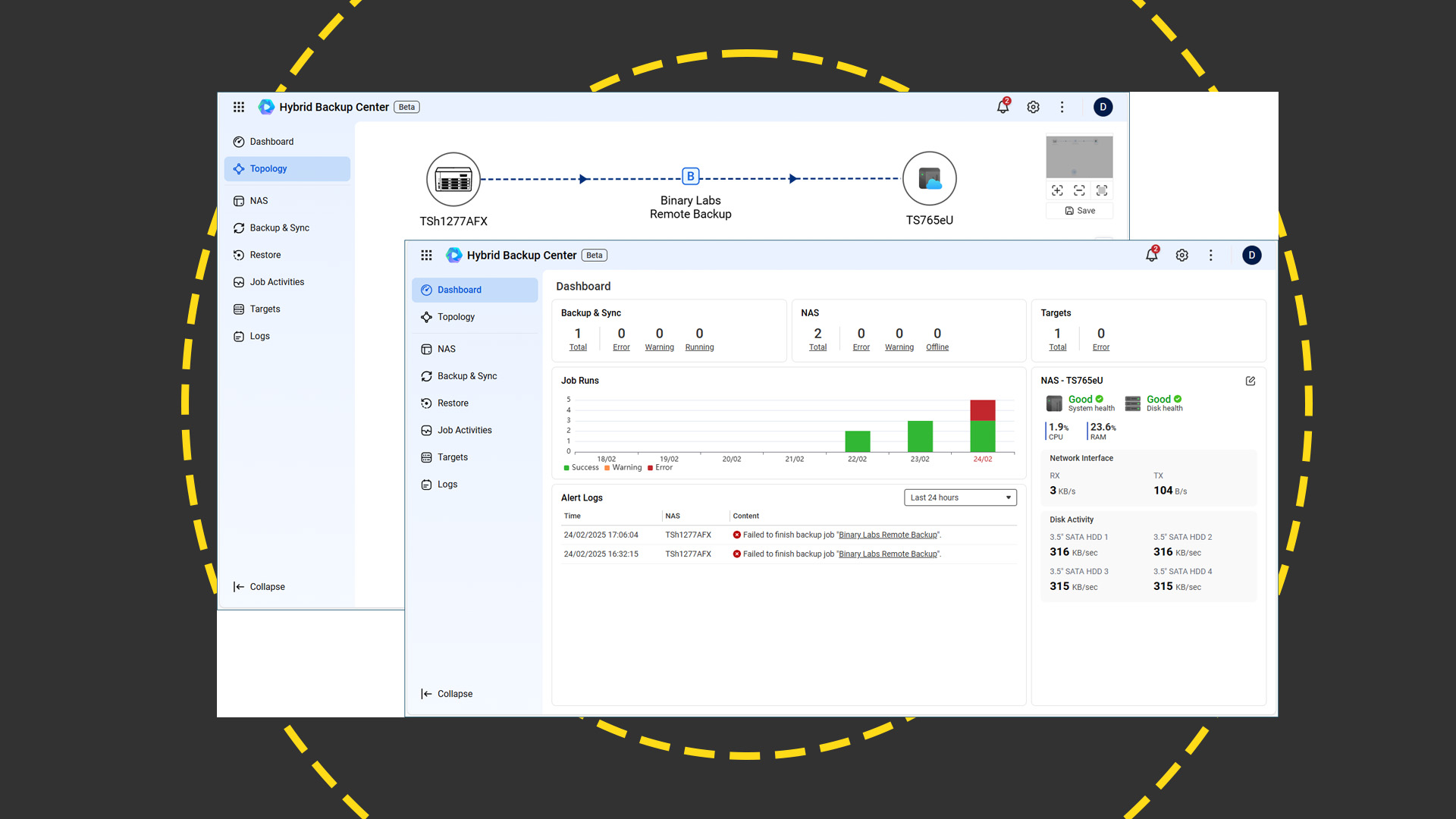 The Qnap TS-h1290FX dashboard