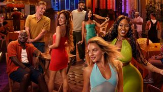 Season 2 cast image of 90 Day: Hunt For Love. Full cast featured in a heavily stylized backdrop. 