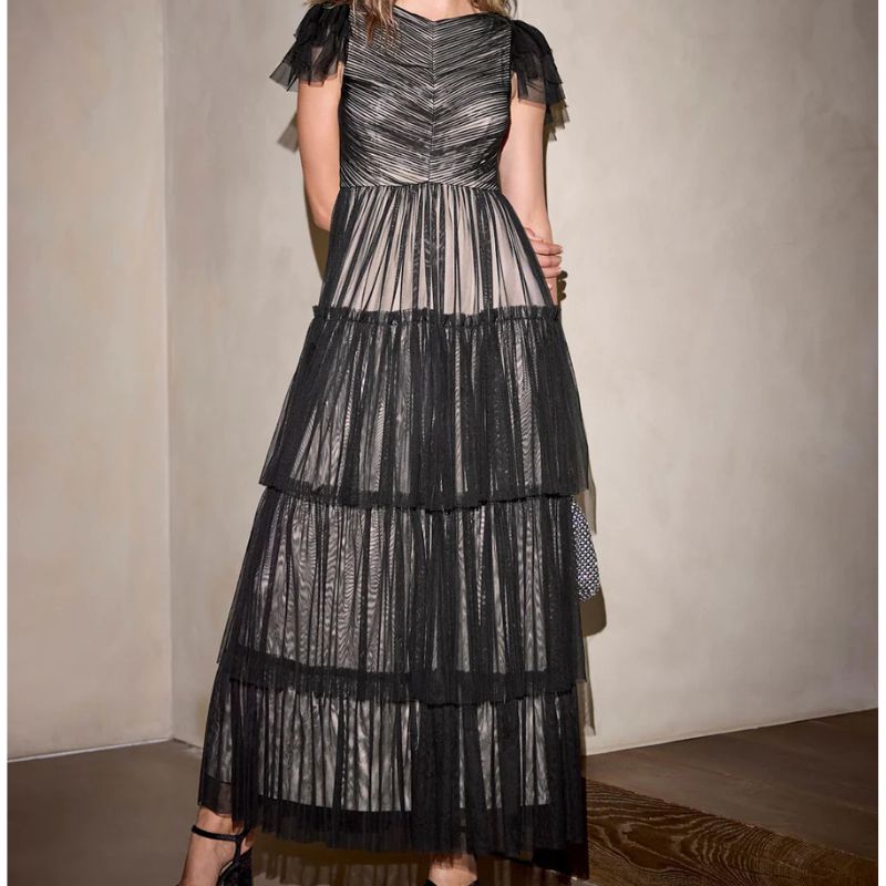 Mint Velvet, Black Layered Tulle Maxi Dress