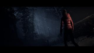 A character walking into the woods in Until Dawn.