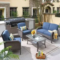 Toject Denali Wicker Patio Conversation Sofa Seating Set