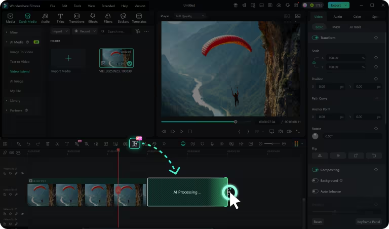Filmora AI Video Extender