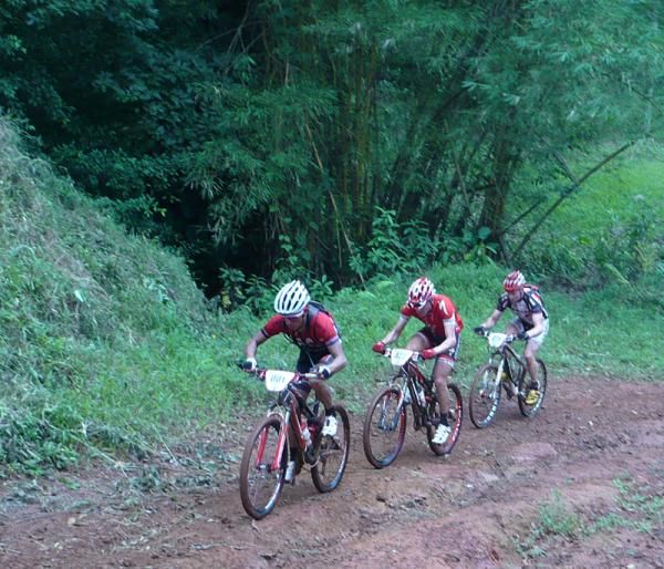 Last year's overall winner Manual Prado leads two other riders.