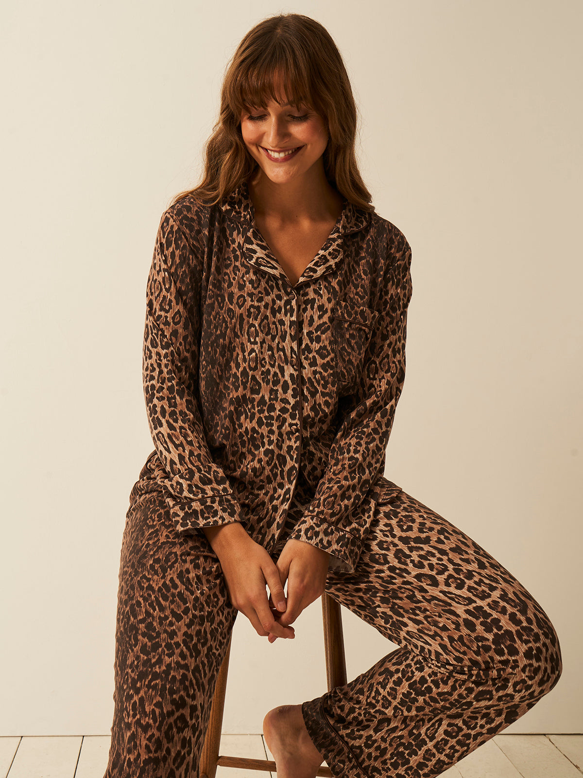 Long Pyjama Set in Rixo Classic Leopard