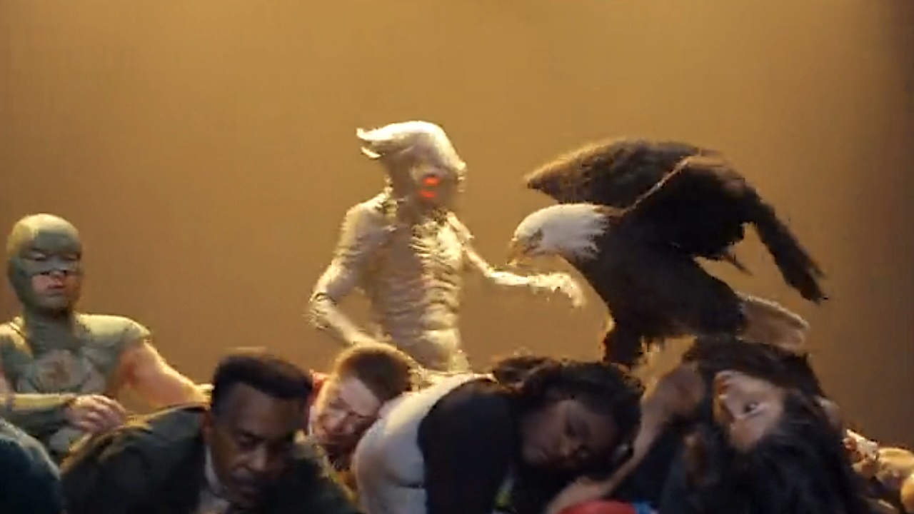 Alien behind pile of people in Peacemaker Season 2 opening credits