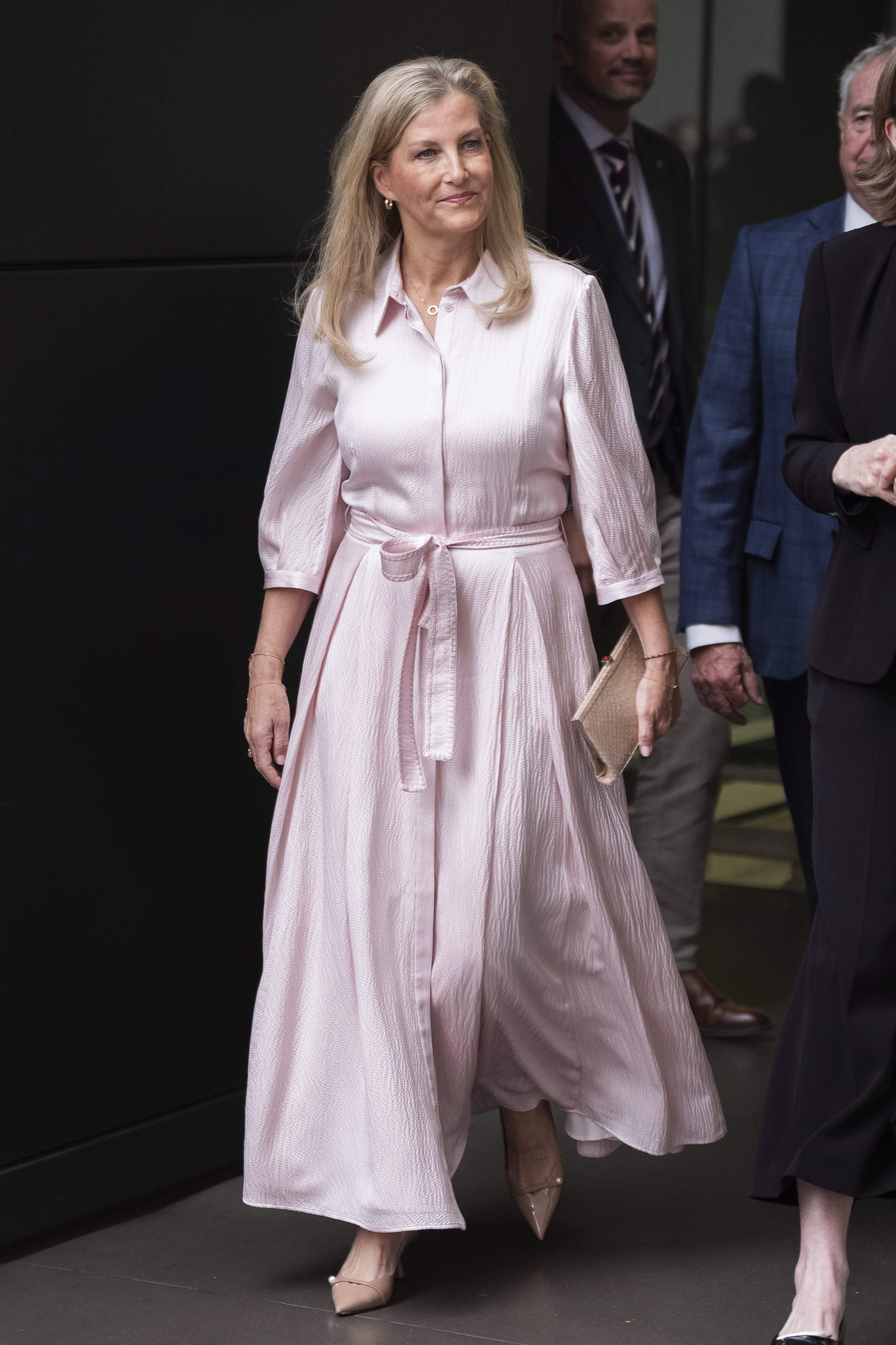 Duchess Sophie in a pale pink shirt dress