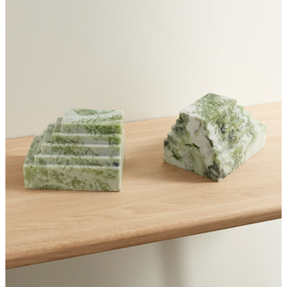 green marble bookends