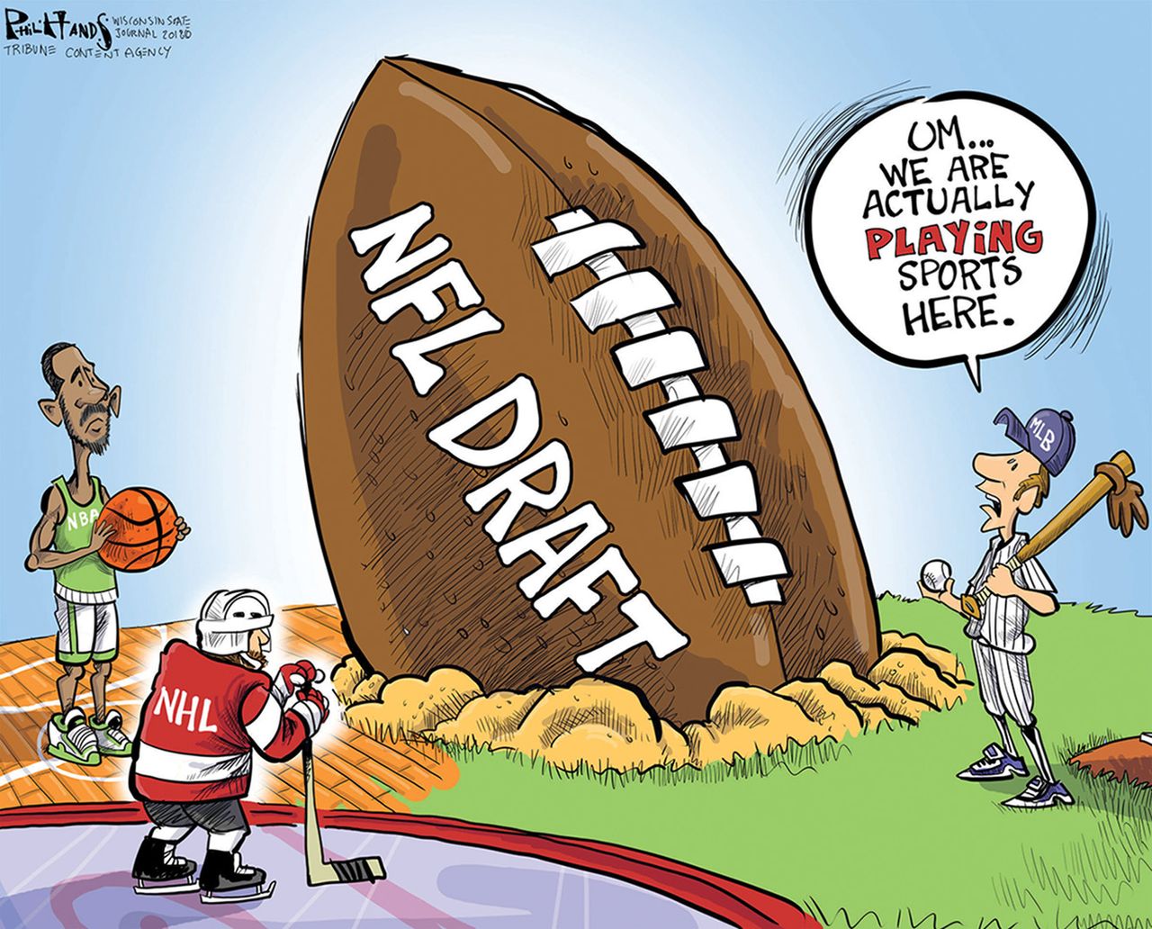 Editorial cartoon U.S. NFL Draft MLB NBA NHL playoffs