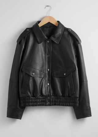 Boxy Buttoned Leather Jacket