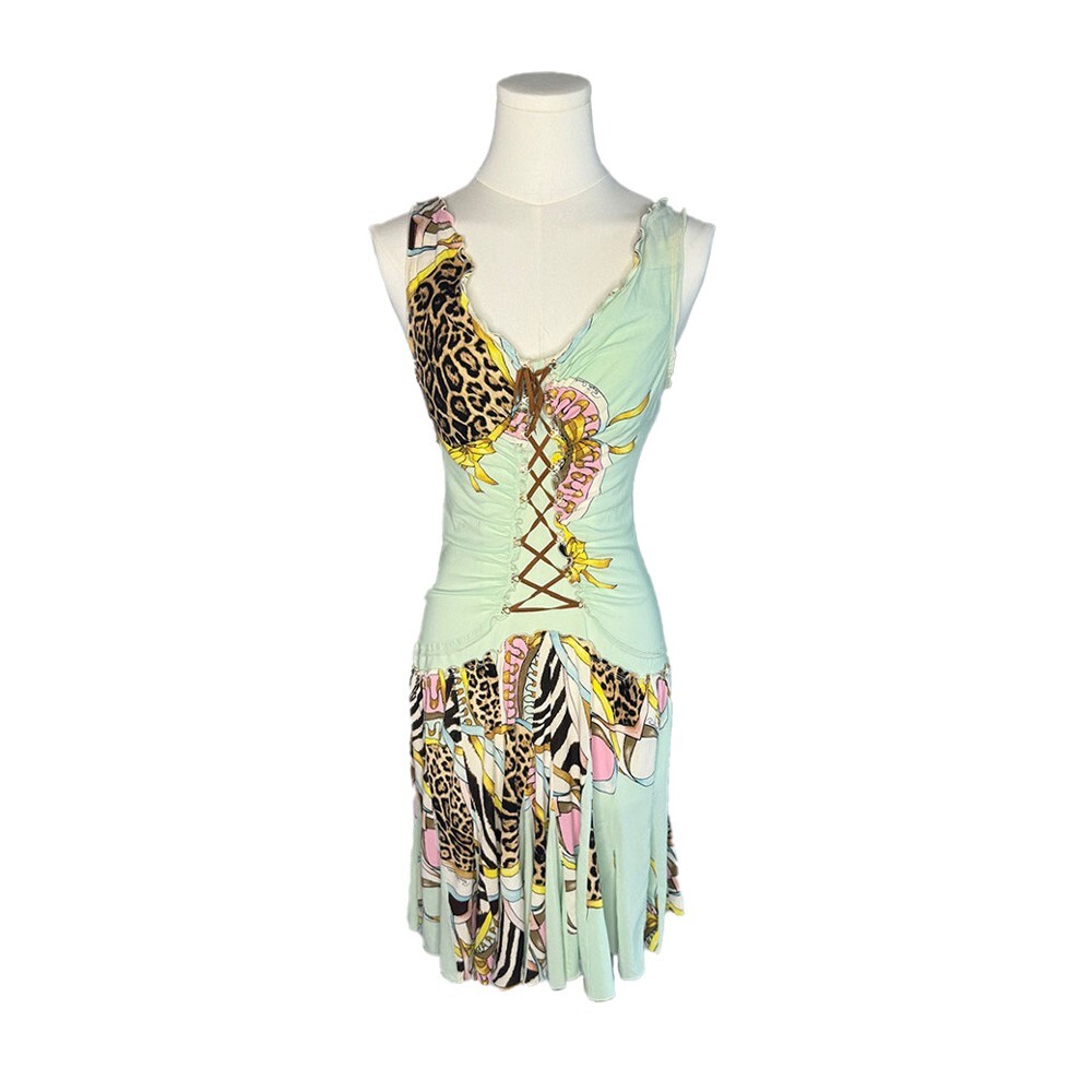 S/s 2004 Roberto Cavalli Lace-Up Mini Dress Medium