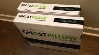Two GhostBed GhostPillows in their delivery boxes