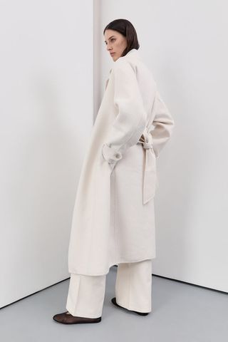 Miles Cream Wool Wrap Coat