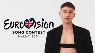 Olly Alexander next to the Eurovision 2024 logo